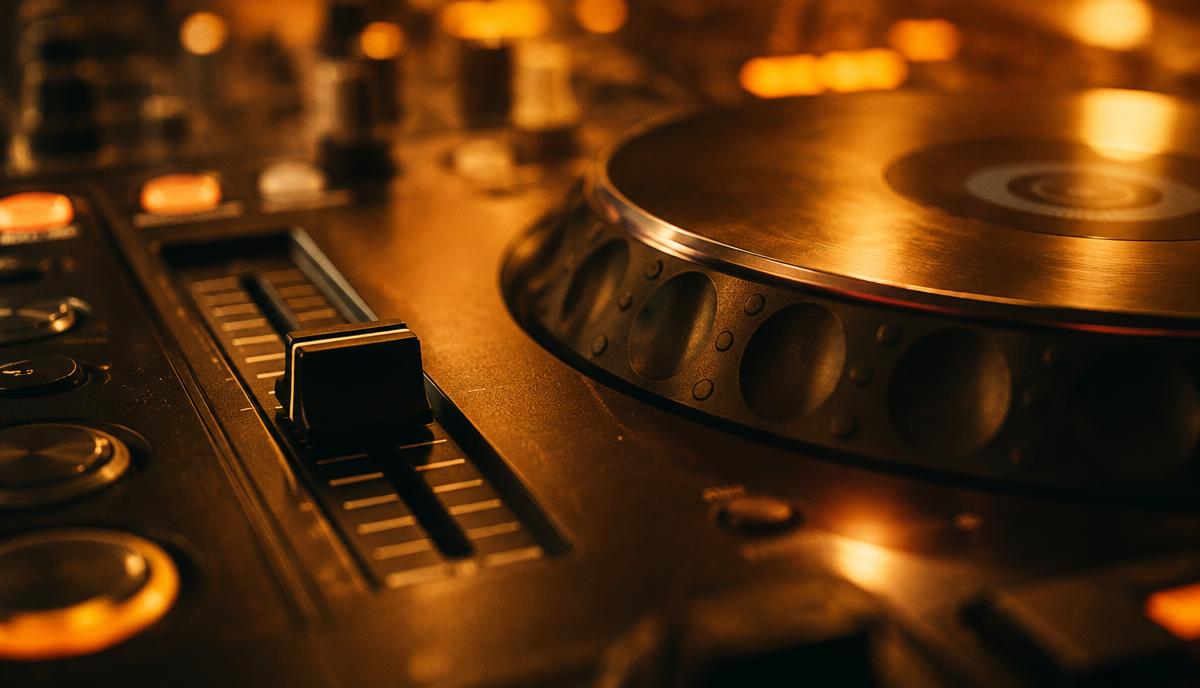 Pitch-фейдер и джог DJ-плеера крупным планом